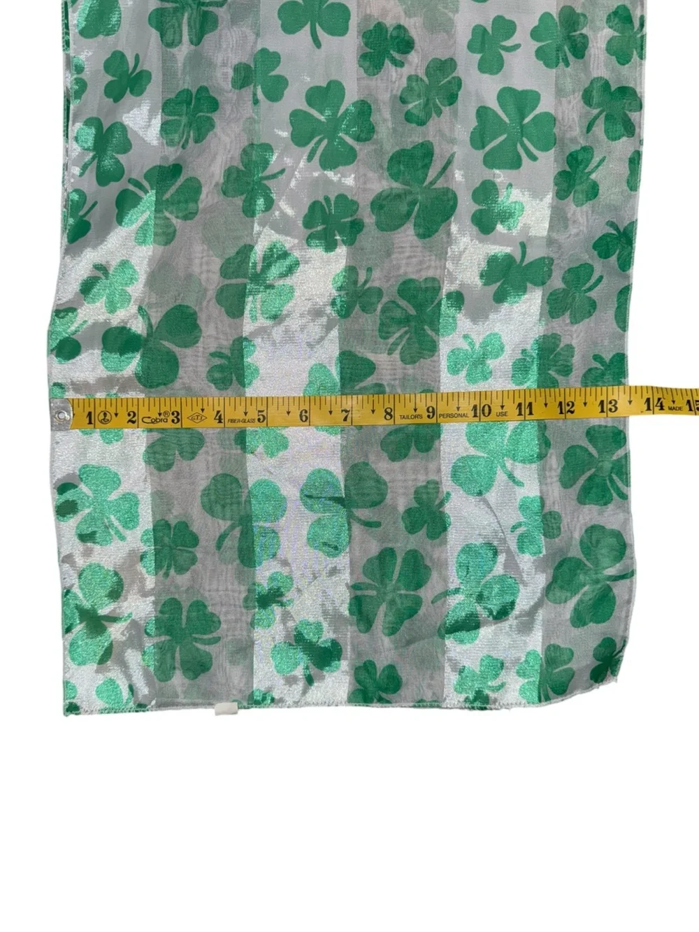 White Scarf With Green Clovers